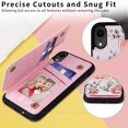 thumbnail image 4 of Allytech iPhone XR Case with Card Holder, Stylish Flower with Glitter Bling Rhinestone Stand Shockproof Slim Fit Bumper Wallet Case for Apple iPhone XR - Flower, 4 of 7
