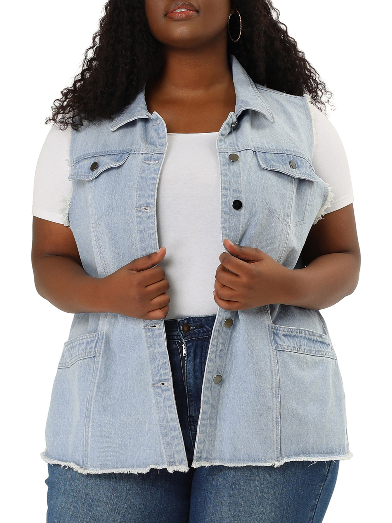Unique Bargains Women's Plus Size Denim 