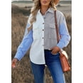 thumbnail image 6 of Asyoly Womens Corduroy Shirts Button Down Shacket Jacket Boyfriend Long Sleeve Color Block Oversized Blouses Tops With Pockets, 6 of 8