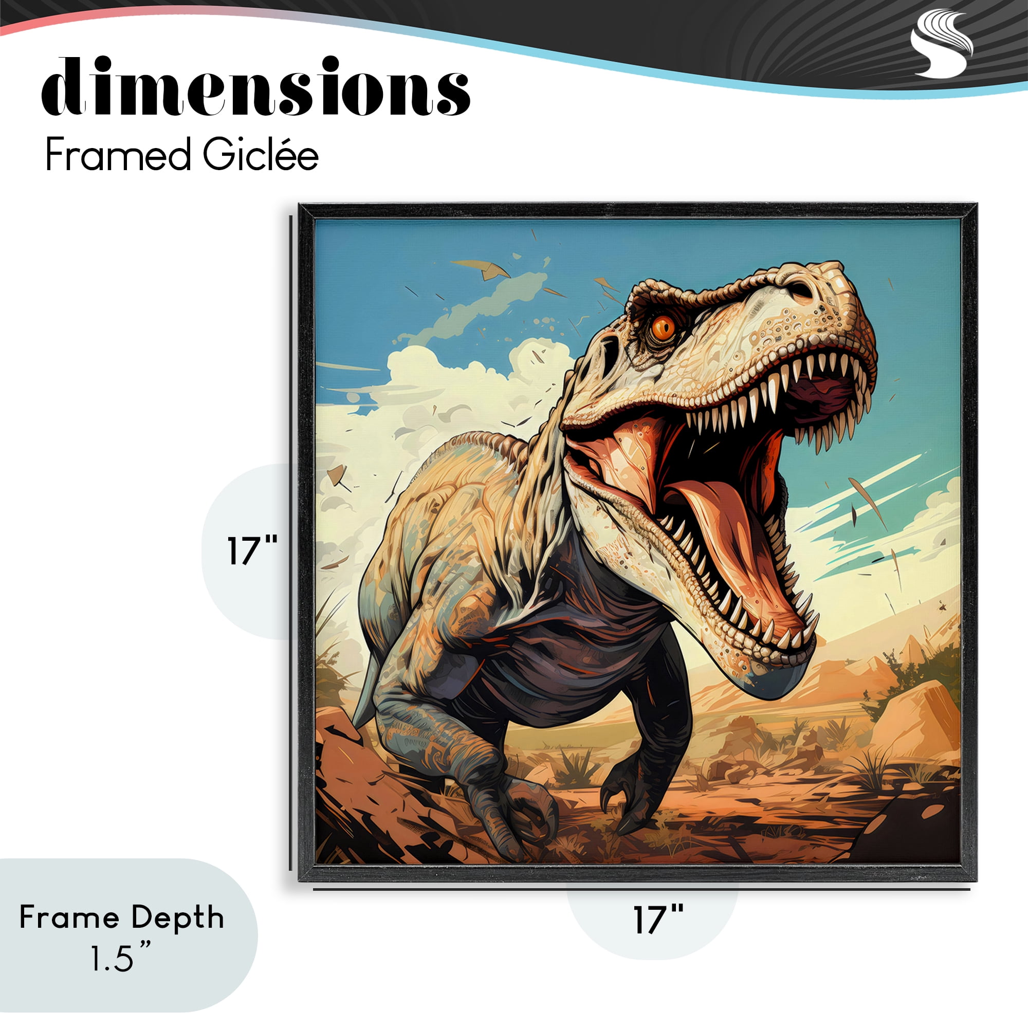 Stupell Industries Velociraptor Desert Sunset Black Framed Giclee Art, design by Creative Studio