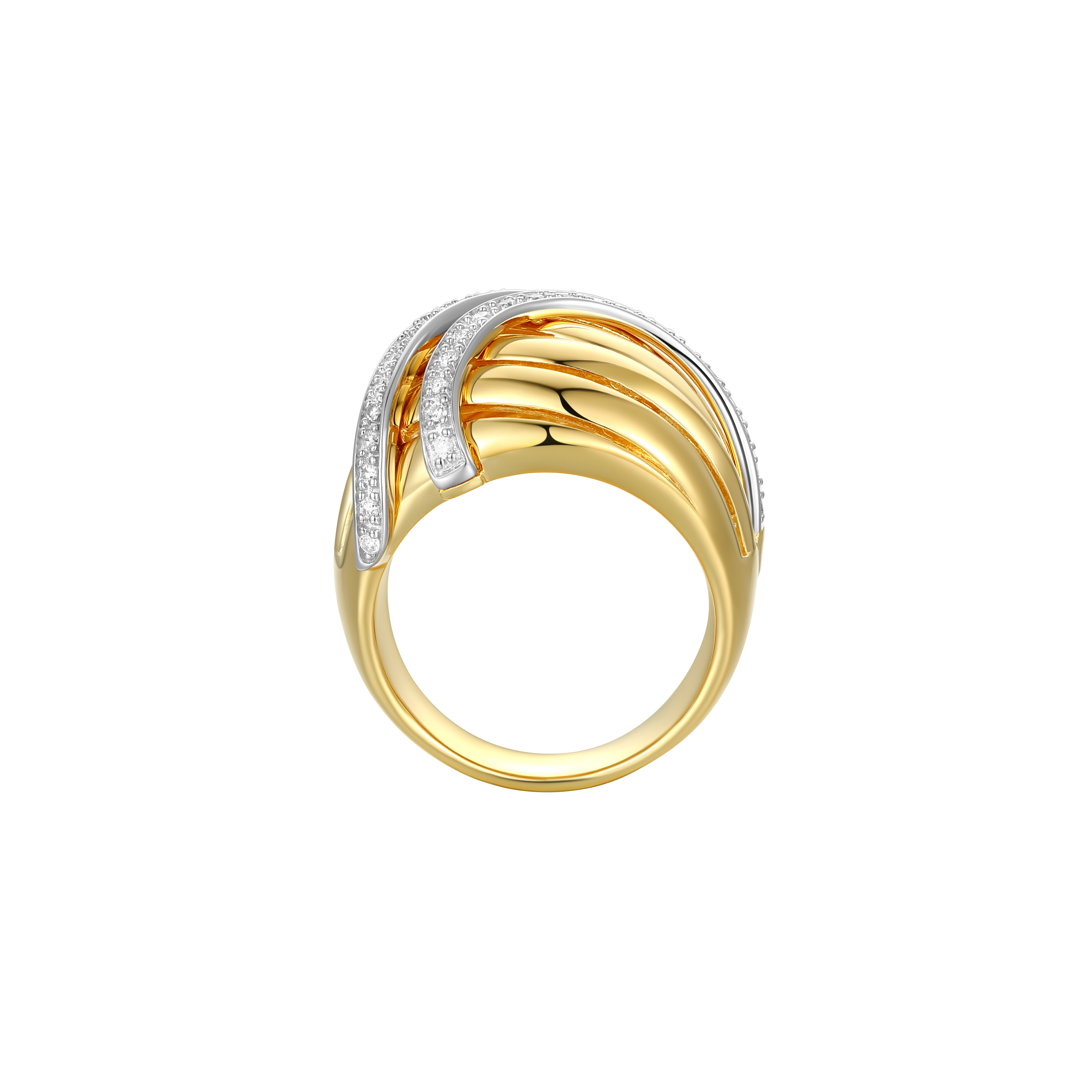 Forever Facets 18K Gold Plated Sterling Silver 3/8 CT TW Lab Grown Diamond Ring, Adult Female