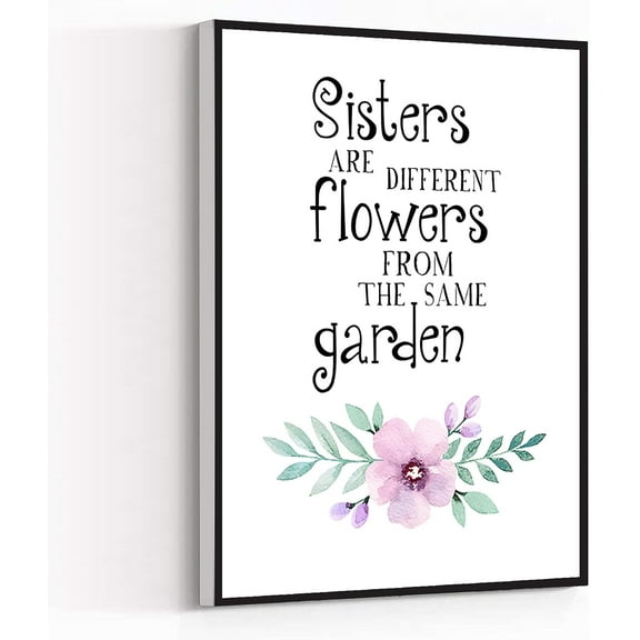 Sisters Are Flowers Quote,Twins Canvas Poster,Girl Room Decor Painting Artwork Wall Decor Painting Art, Dining Room Wall Decor Ideas, Art Deco Frameless 12x16inch