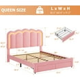 thumbnail image 3 of LAFGUR Queen Size Upholstered LED Bed Frame with 2 Storage Drawer and Adjustable Wavy Headboard,Velvet Princess Platform Bed with Charing Station,Pink, 3 of 9