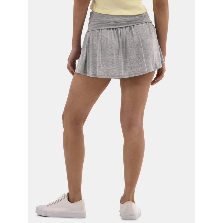 No Boundaries Foldover Knit Mini Skirt, Women's - Walmart.com
