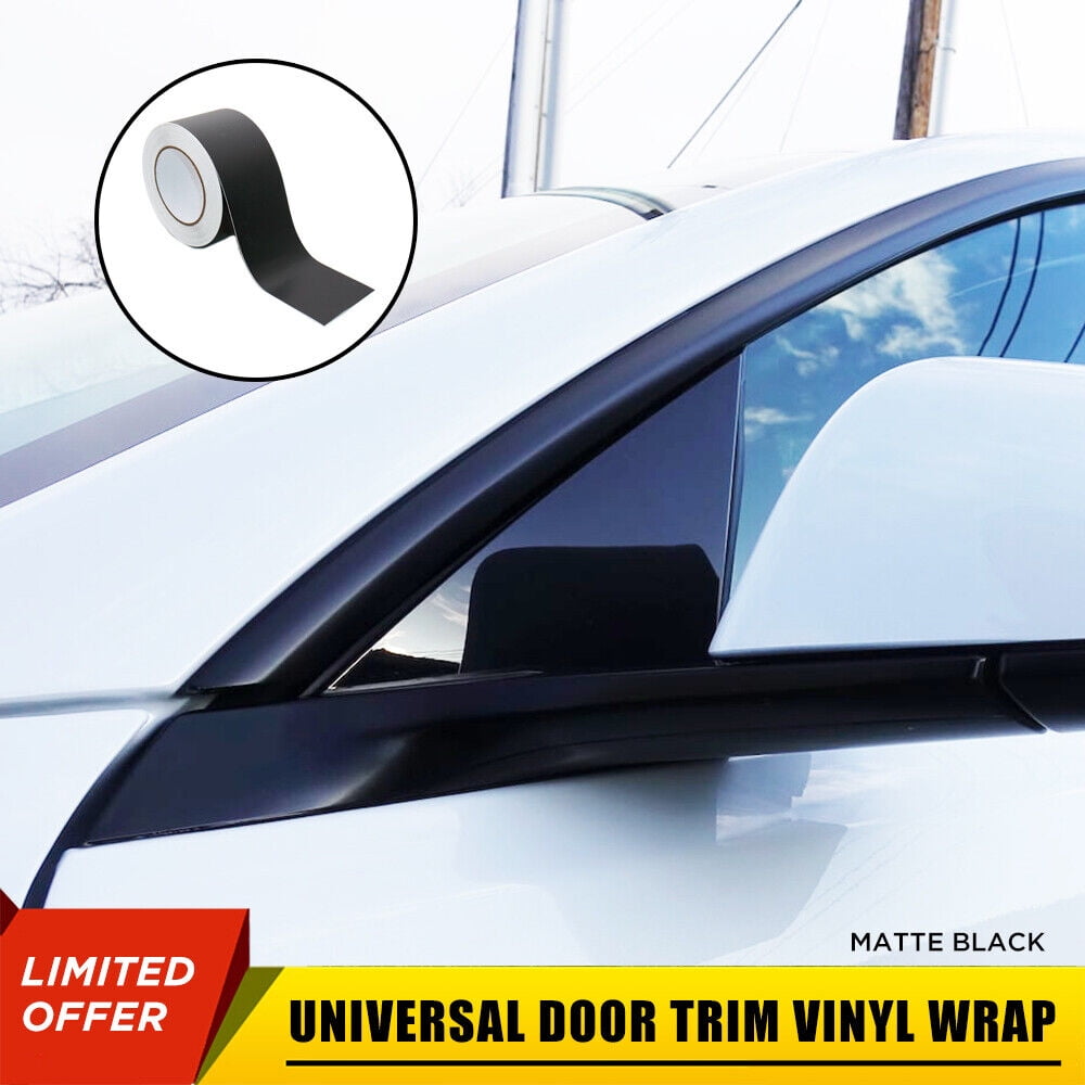 65' 3" Matte Black Vinyl Wrap Roll Sheet Film For Door Trim Tint Chrome