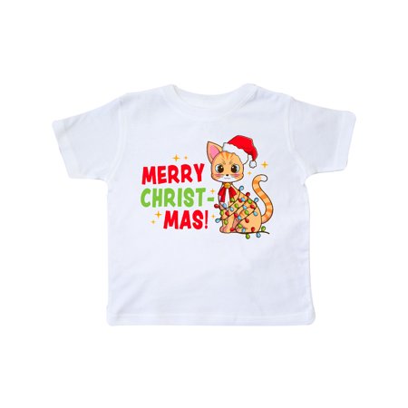 

Inktastic Merry Christmas Cute Cat with Colorful Lights Gift Toddler Boy or Toddler Girl T-Shirt