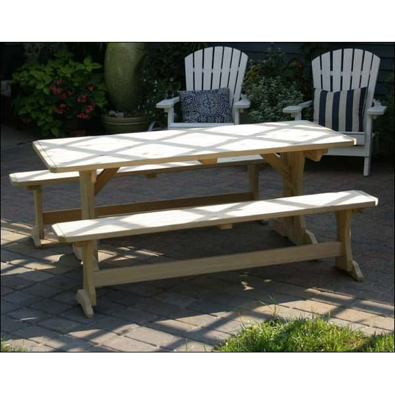 6' Treated Pine Trestle Picnic Table with 2 Benches