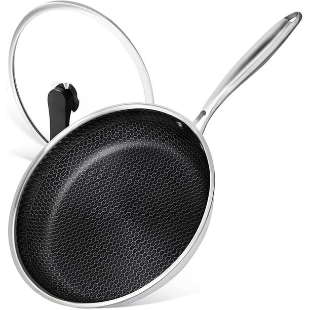 MICHELANGELO 12 Inch Frying Pan with Lid, Stainless Steel Frying Pan