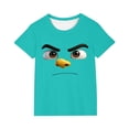 thumbnail image 2 of Blusas y camisas de manga corta con cuello redondo para niños y niñas, color liso, con estampado de expresión linda, manga corta, holgadas y cómodas, blusa para niña, 2 of 6