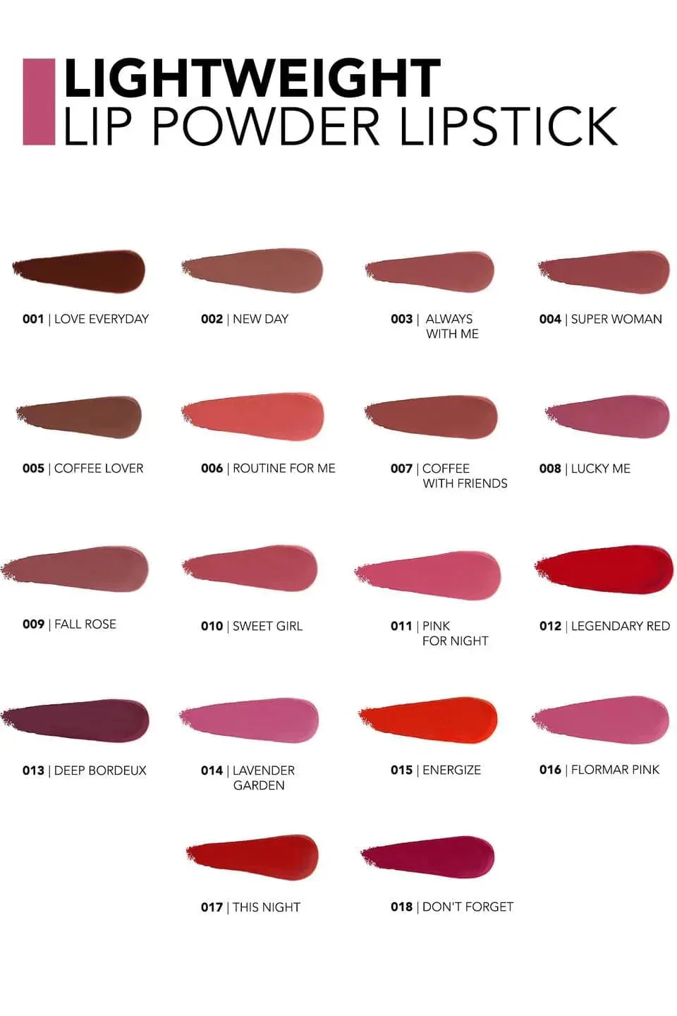 Flormar Lightweight Lip Powder Highly Pigmented & Ultra Light Lipstick with Matte Finish 3g - 008 Lucky Me