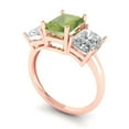 thumbnail image 2 of 4.0ct Emerald Cut Green Natural Peridot 18k Pink Rose Gold Engraving Statement Bridal Wedding Three-Stone Designer Ring Size 8.5, 2 of 5