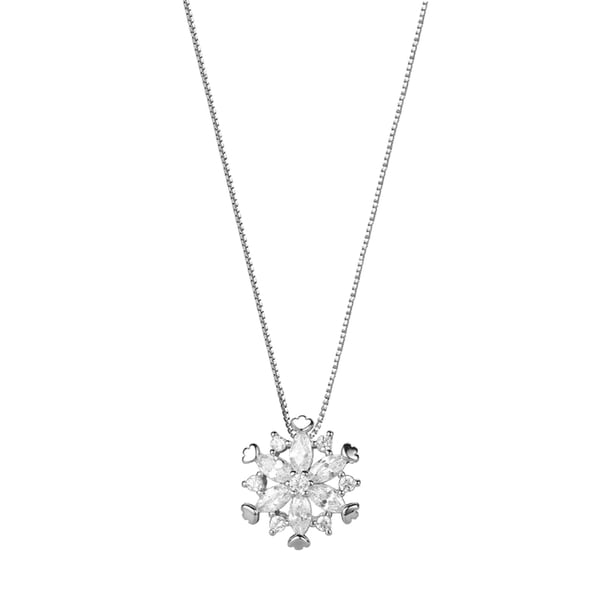 Rhinestone collar de gargantilla de plata del copo de nieve Collares de cristal de la cadena de joyería para las mujeres niñas