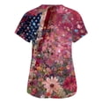 thumbnail image 5 of Sewkxo Scrub Top Women American Independence Day Graphic Short Sleeve V Neck Scrub Top Loose Summer Nursing Uniforms Top with Pockets,Hot Pink XL, 5 of 5