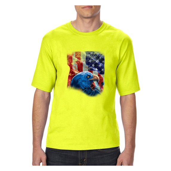 "Mens and Big Mens American Flag 4th of July T-Shirt, up to size 3XLT"