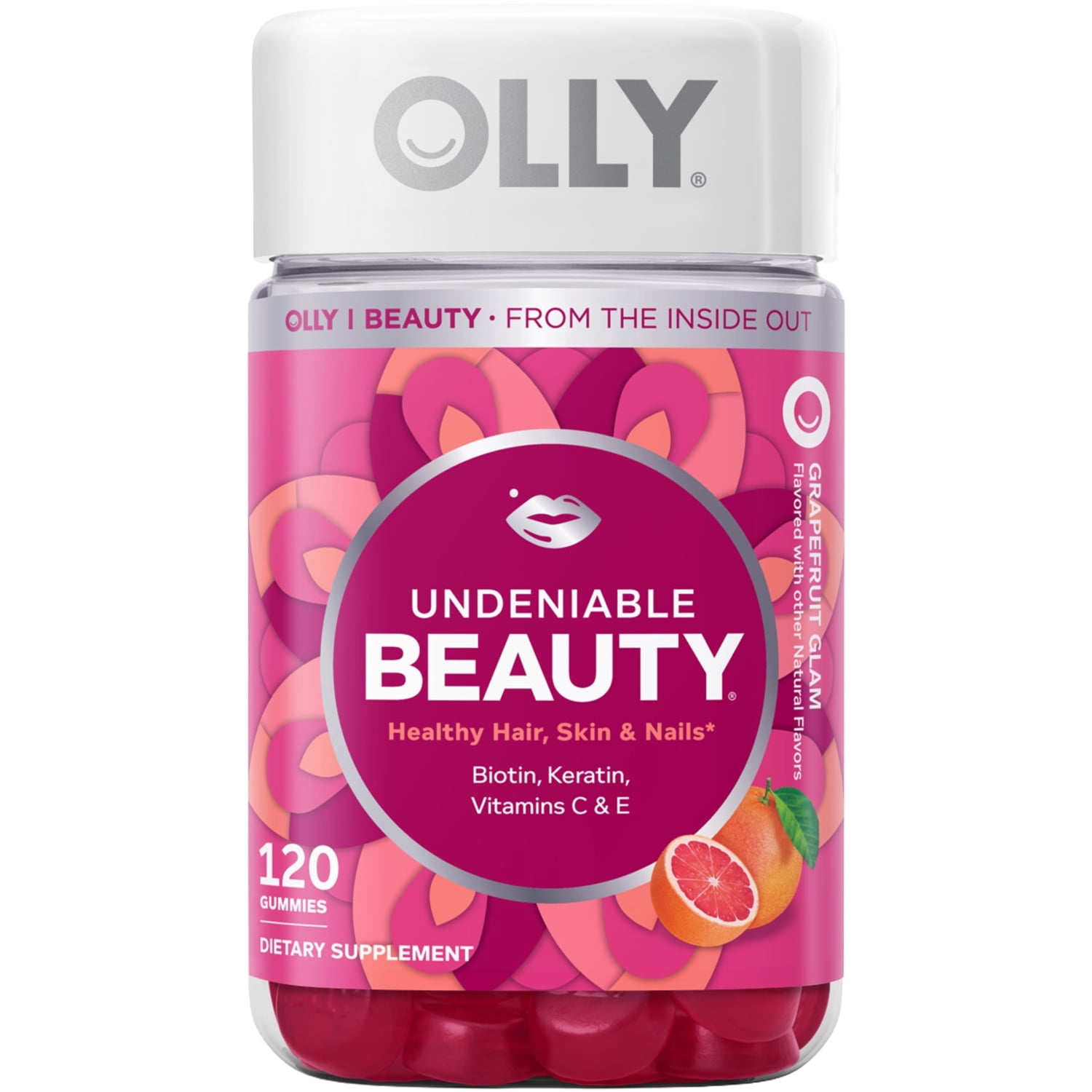 OLLY Undeniable Beauty Gummies with Biotin and Vitamins C & E, 120 Count