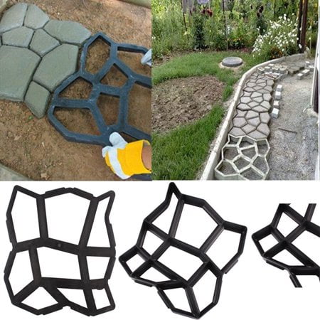 HERCHR Driveway Pathmate Stone Mold Paving Concrete Stepping Stone Mould Pavement Paver, Driveway Stone (Best Way To Fix A Cracked Concrete Driveway)