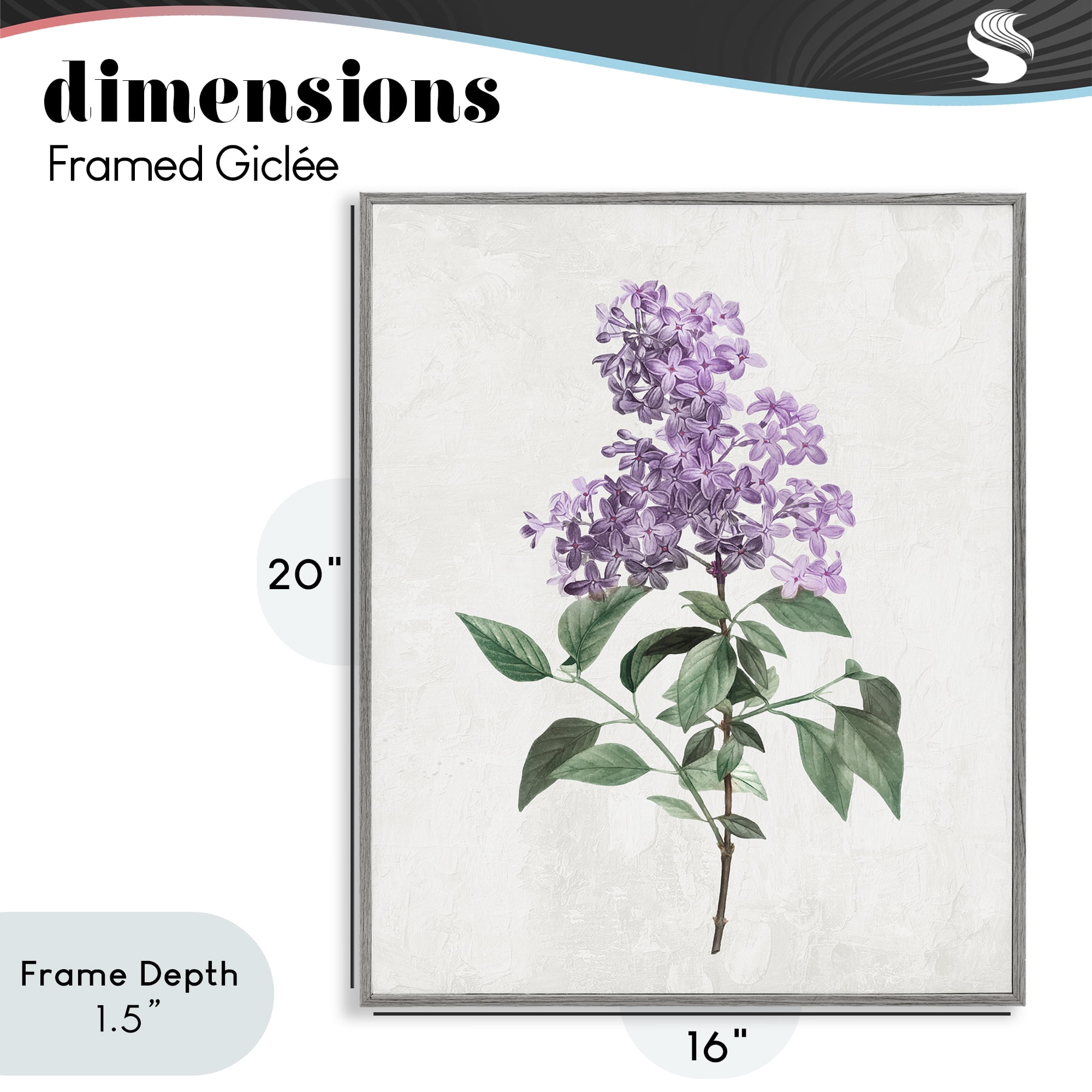 Stupell Industries Lilac Herb Blossoms Gray Framed Giclee Art, design by Kim Allen