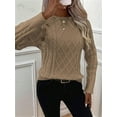 thumbnail image 6 of Women'S Winter Sweaters Trendy Knit Button Detail Raglan Sleeve Sweater Fashion Sweater Khaki S, 6 of 8