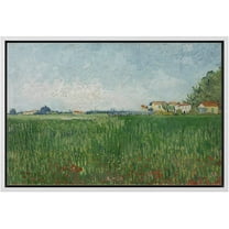 wall26 Framed Canvas Print Wall Art Pastel Green Farmland Ranch Village Nature Wilderness Illustrations Fine Art Farmhouse/Country Decorative Rustic for Living Room, Bedroom, Office - 24"x36&quo