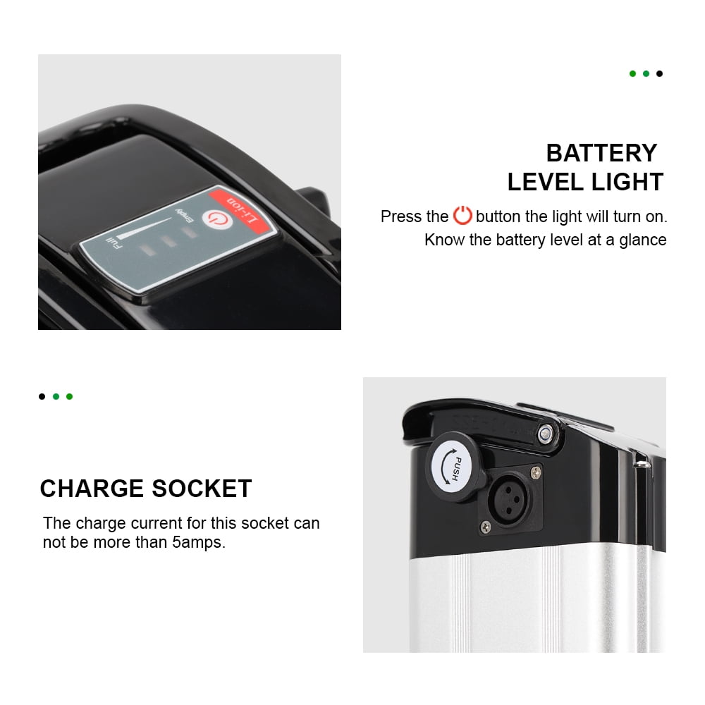 Yose Power 36V13Ah Ebike Battery with Charger,Silver Fish Lithium-ion Battery with Charger for 250W/350W/500W,Electric Bike Bicycles Folding Bike Mountain Bike Pedelec bike