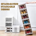 thumbnail image 3 of cisilov Shoe Storage Box, 6 Tier Foldable No Assembly Clear Door Stackable Plastic Shoe Organizer, 3 of 7