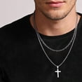 thumbnail image 3 of TURANDOSS Layered Cross Necklace for Men 18K Gold Silver Black Cross Necklace Layered Rolo Chain Box Chain Cross Pendant Necklace for Men Women, 3 of 6
