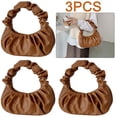 thumbnail image 1 of Bolso Mujer Cuero Pu Plisado Color Sólido Versátil Casual 3 Piezas 6072 Marrón, 1 of 9