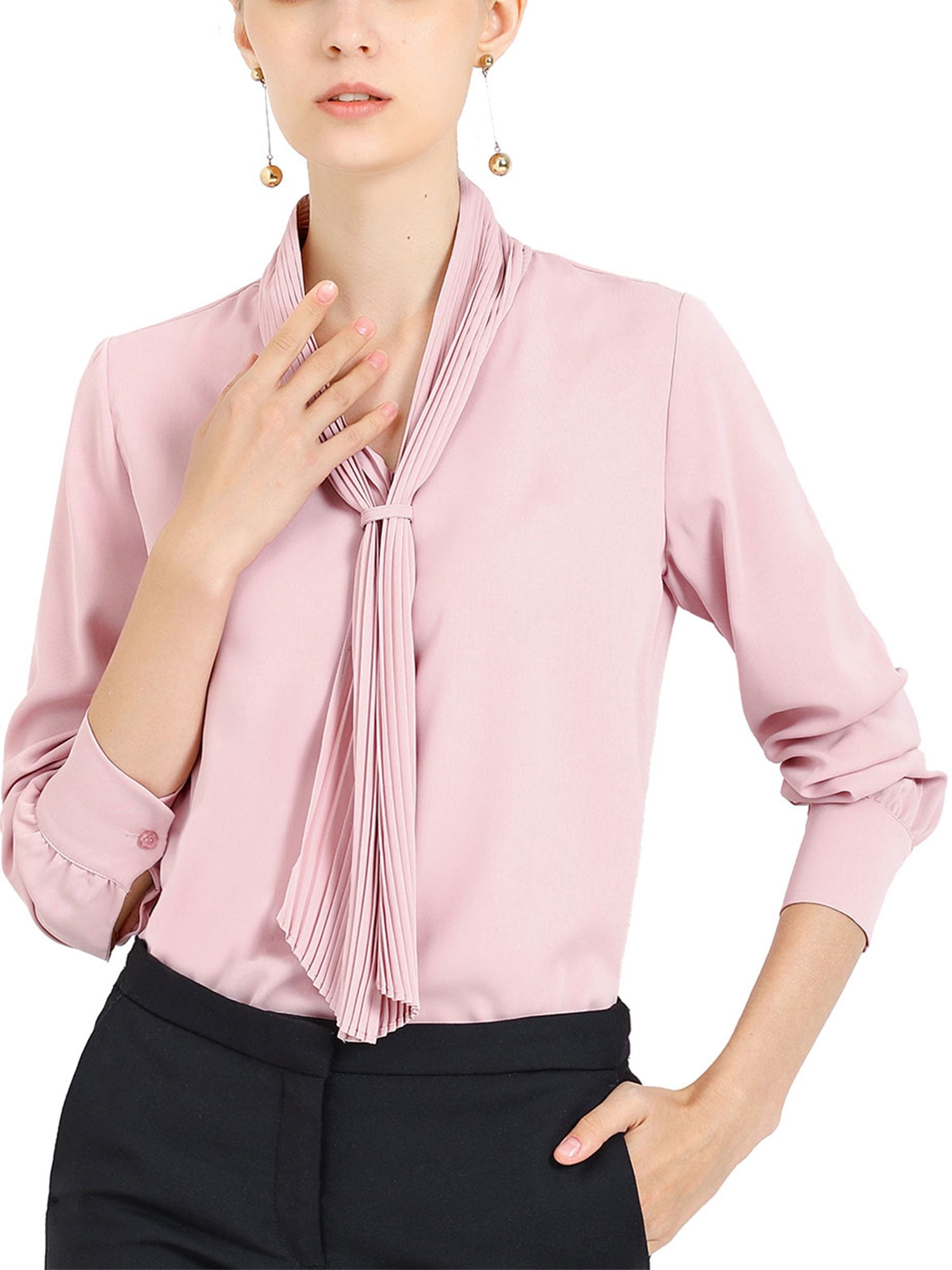 DARING DIVA Work Office Blouse Pleated Top Shirt M Pink