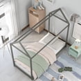 thumbnail image 3 of Twin Size Wooden House Bed, Gray(New), 3 of 3
