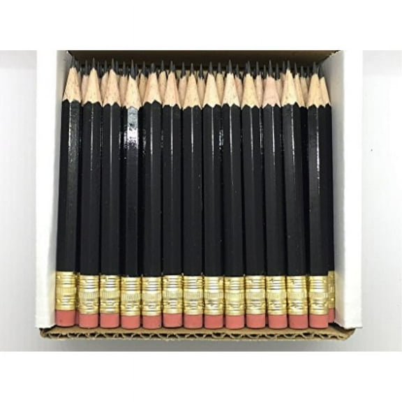 Express Pencils Half Pencils with Eraser - Golf, Classroom, Pew, Short, Mini, Non Toxic, Hexagon, Sharpened, 2 Pencil, Color - Black, Box of 72, (Half Gross) Golf Pocket Pencil TM