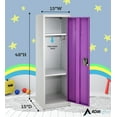 thumbnail image 5 of AdirOffice 48” Steel Metal Locker 3-Tier Storage Cabinet with Key & Hooks, Purple, 5 of 7
