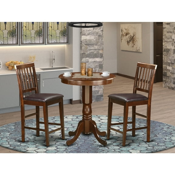 Counter Height Dining Set - 3 Piece Table & Chairs - Coastal Charm Kitchen Set - 30 Inch Round Table