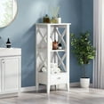 thumbnail image 4 of MIDOQIN Bathroom Floor Cabinet, Small Bathroom Corner Storage Cabinet with Door & Open Shelves, Narrow Toilet Paper Cabinet, Bathroom Organizer Rack Stand, 4 of 10