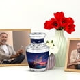 thumbnail image 6 of JAGASY Music Blue Urn for Funeral & Cremation - Keepsake Bird Urns for Burial - Small Musical Notes Urn for Mom, Dad Cremation - Tiny Sunset Urns for Loved Ones Remains - 3 Inch, 6 of 7