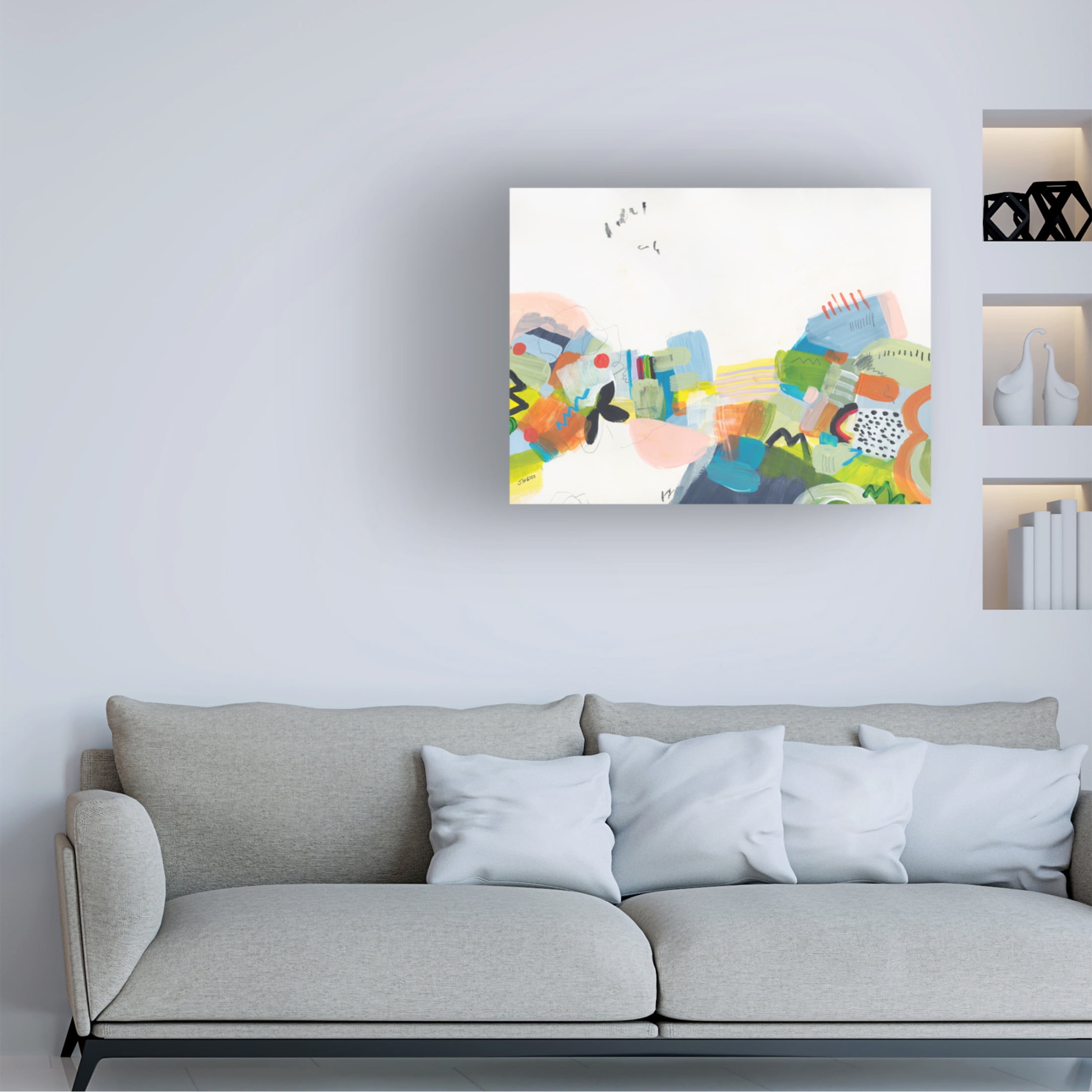 Canvas Wall Art - Jan Weiss 'Resort Town 3' Wall Art for Living Room, Bedroom, or Office Décor by Trademark Fine Art - 19 x 14 Inches