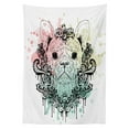 thumbnail image 3 of Ambesonne Animal Tablecloth Rectangular Table Cover, French Bulldog Flowers, 60"x84", Pale Green Pale Pink, 3 of 4