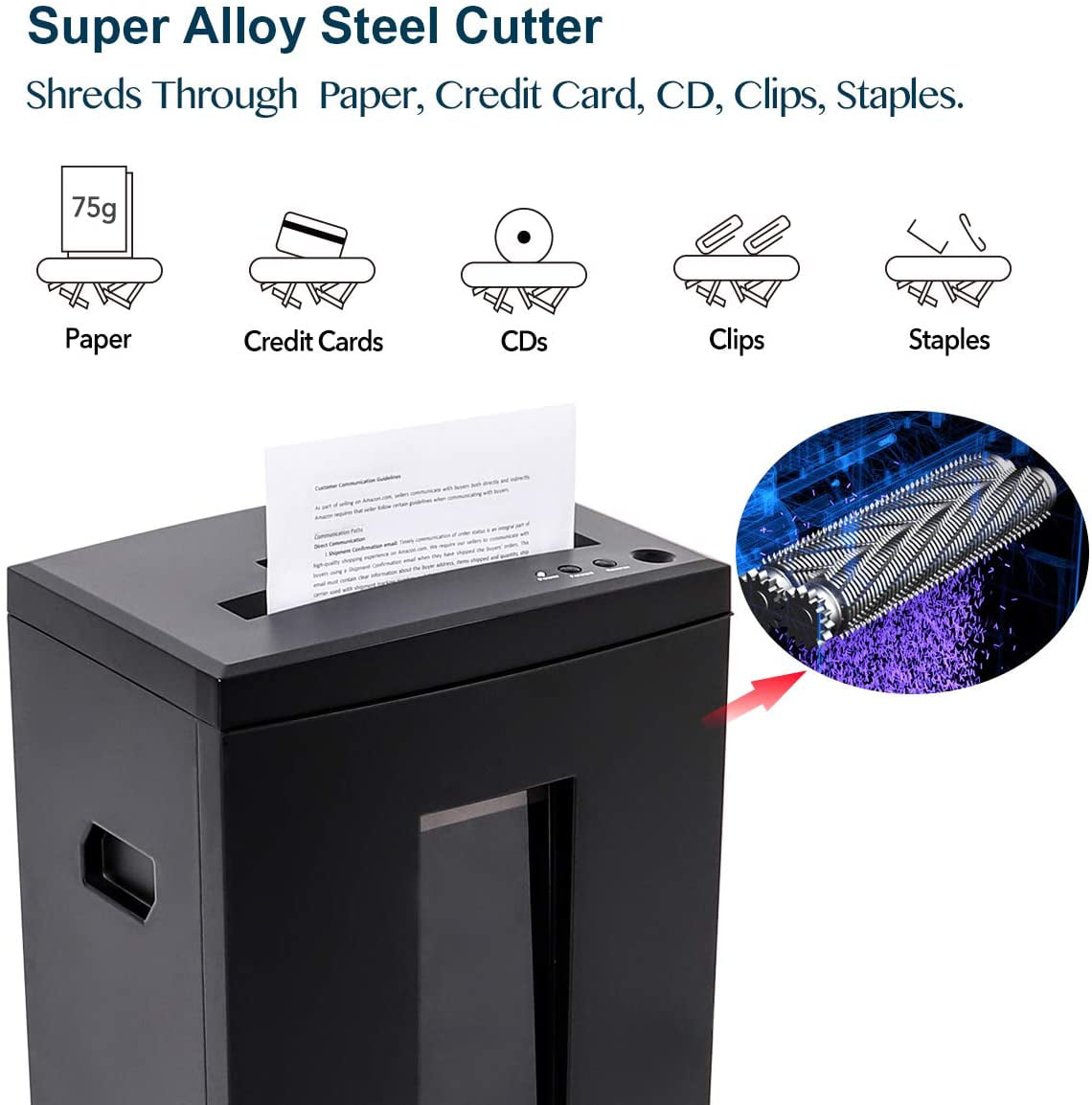 WOLVERINE 18-Sheet 60 Mins Running Time Cross Cut High Security Level P-4 Heavy Duty Paper/CD/Card Ultra Quiet Shredder for Home Office with 22-Litre Pullout Waste Bin SD9113 Black
