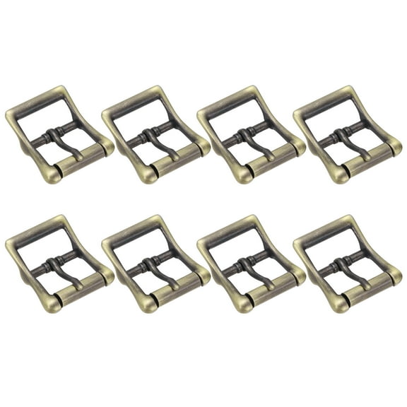 Uxcell 1 IN(25mm) Metal Roller Buckle [8Pcs] - Webbing Belts Center Bar Single Prong Buckle - [Copper Tone] Curved Loops Clasp