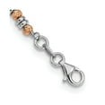 thumbnail image 2 of Leslie's 925 Sterling Silver Rose-tone Polished Diamond Cut Beaded Necklace; for Adults and Teens; for Women and Men, 2 of 4