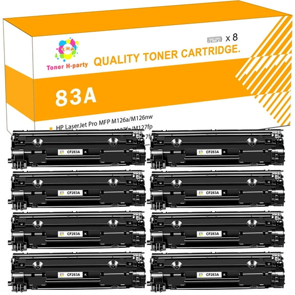 Toner H-Party Compatible Toner Cartridge for HP 83A CF283A 83X CF283X for Pro M201dw M201n M201 M125 M125nw M127fn M127fw M225dn M225dw Printer (8 Black, High-Yield)