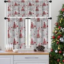 Christmas Tree Reindeer Kitchen Curtains with Valance and Tier Sets 36 Inch, 3 Pieces Snowflakes Rod Pocket Drapes Window Treatment Curtains for Kitchen Over Sink Bed Room Decor