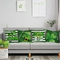 thumbnail image 5 of St Patricks Day Pillow Covers 16x16 Set of 4 Green Stripes Lucky Shamrock Throw Pillow Covers Velvet Saint Patricks Day Cushion Covers Pillow Cases for Outdoor Couch Sofa Decoration(16 Inch), 5 of 6