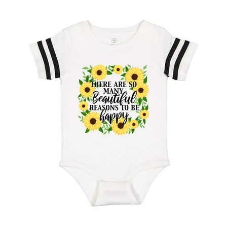 

Inktastic There are so many Beautiful Reasons To Be Happy with sunflower wreath Gift Baby Boy or Baby Girl Bodysuit