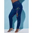 thumbnail image 3 of Colorido Lace Up Front Plus Size Skinny Jeans Rosegal  Vaqueros de talla grande, 3 of 5