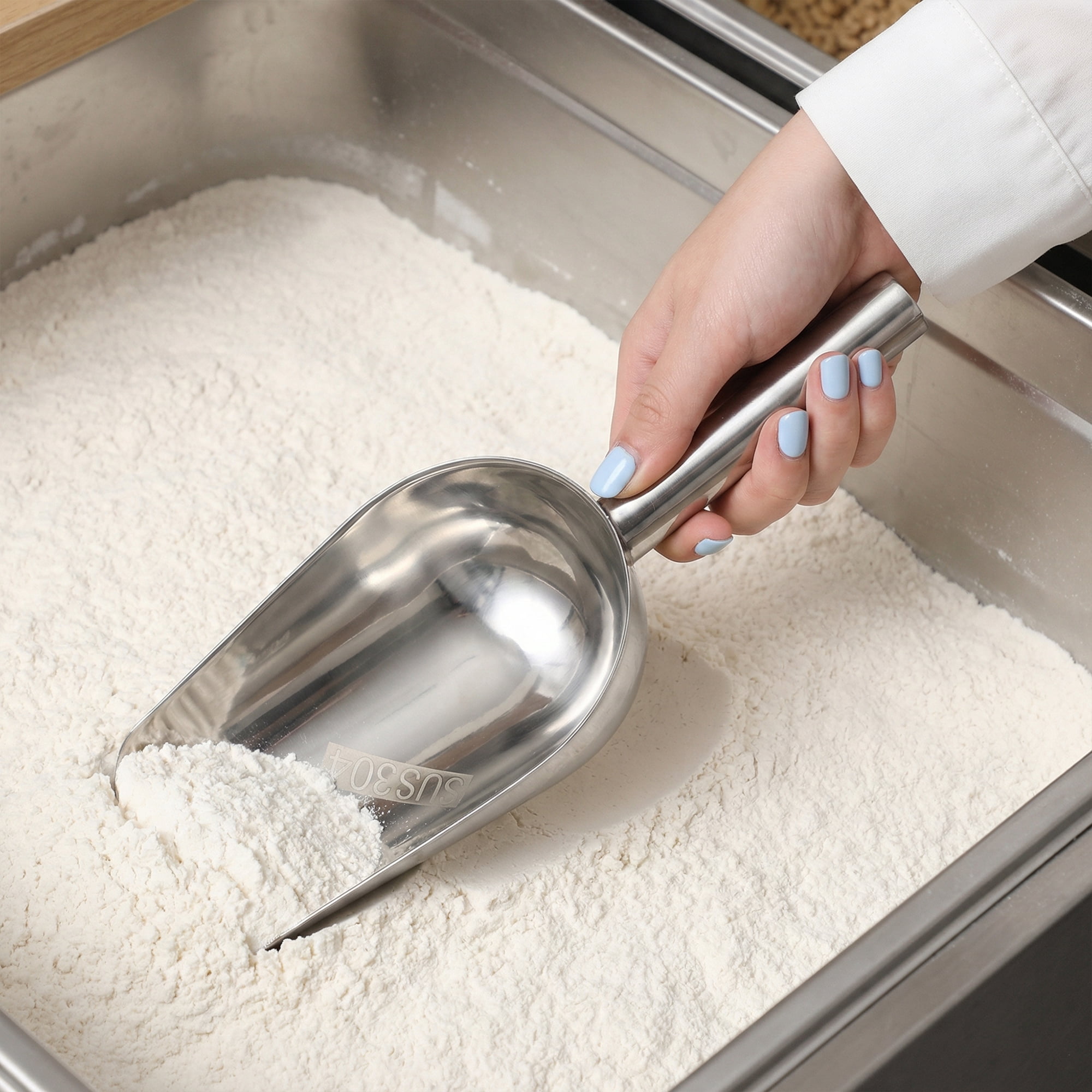 Unique Bargains 1Pcs Easy Clean Stainless Steel Ice Scoop Silver 9.4*3.5inch