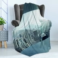thumbnail image 4 of New York Soft Flannel Fleece Throw Blanket, Aerial View of a Big Crowded Modern City from the Office New York Buildings Urban, Cozy Plush for Indoor and Outdoor Use, 60" x 80", Sky Blue, by Ambesonne, 4 of 5