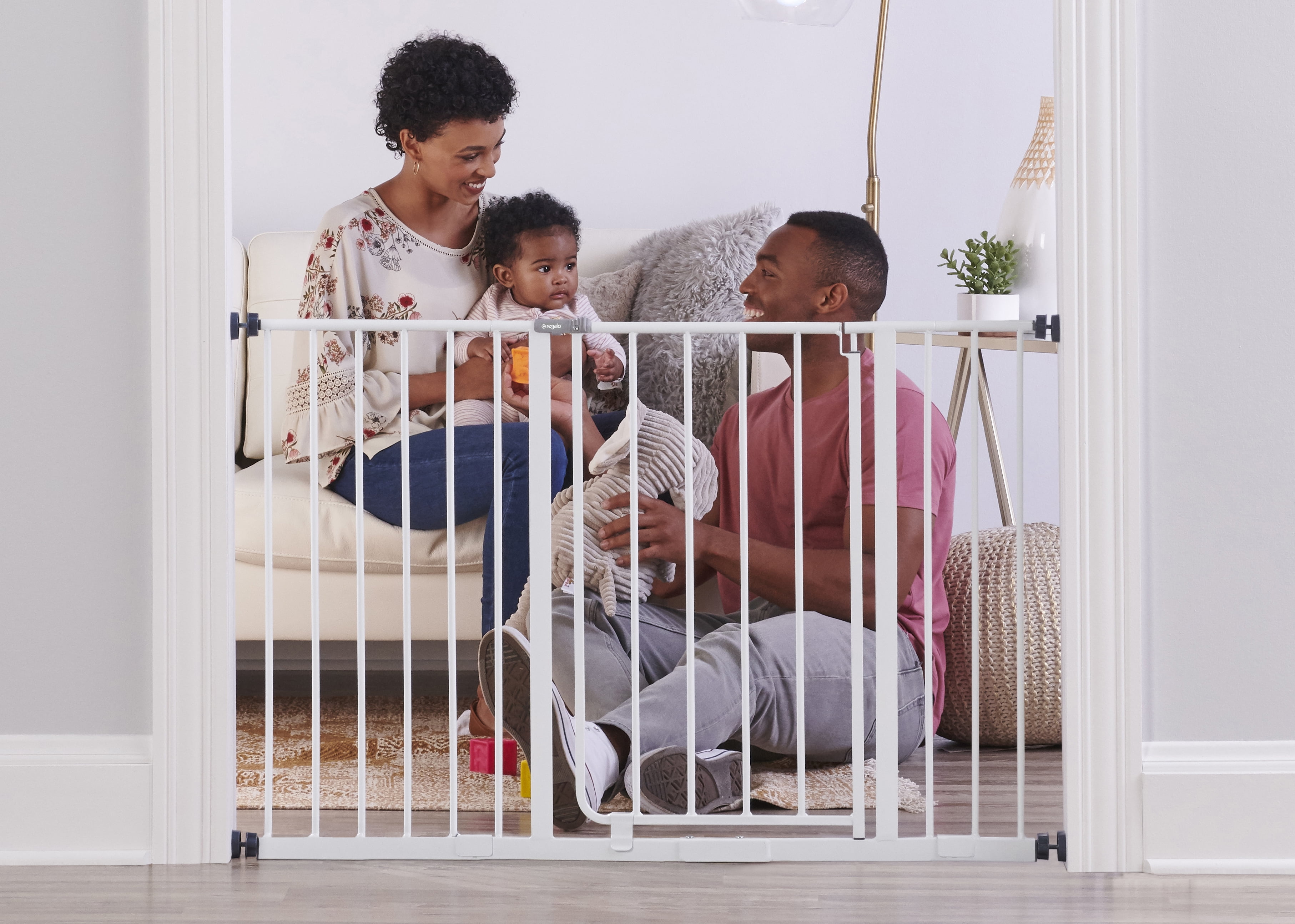 Regalo Easy Open 47-Inch Extra Wide Walk Thru Baby Safety Gate, White, Hardware Mounts Included, Ages 6 to 24 Months