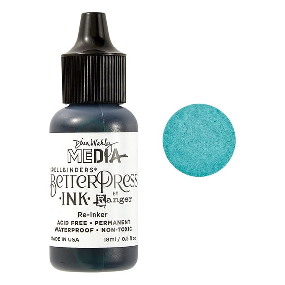 Spellbinders BetterPress Reinker 0.5oz By Dina Wakley-Turquoise