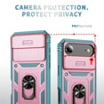 thumbnail image 2 of ELEHOLD Rugged Case for iPhone Air 2025,Shockproof Heavy Duty Hybrid Military Grade Ring Holder Kickstand Function Anti-Slip Shockproof Rugged Case Camera Lens Sliding Cover ,Green+Pink, 2 of 9