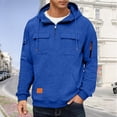 thumbnail image 2 of Timoontee Men's Tactical Hoodies Fall Sweatshirts Casual Durable Utility Workwear Athletic Hooded Sweatshirts Spring Hoodie Long Sleeve 1/4 Zip Pullover Tops Blue XXXL, 2 of 4